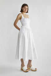White  Skater Midi-Dress